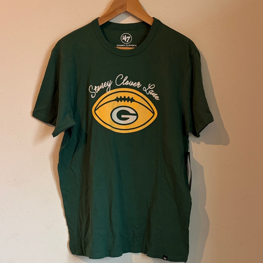 Green Bay Packers '47 Brand Football T-Shirt Stoney Clover Lane NWT Size L